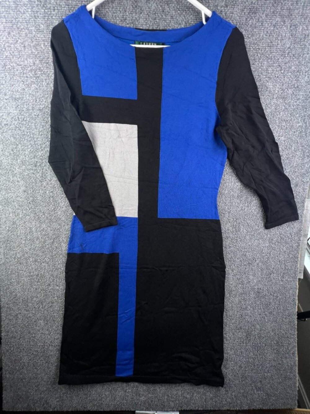 Lauren Ralph Lauren Women’s Knit Sweater Dress Blue Black Gray Small Rayon Nylon